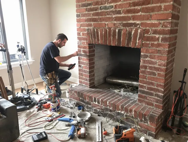 Sagamore Hills Chimney Sweep specialist finalizing chimney liner service in Sagamore Hills, OH