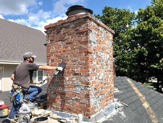 Completed chimney rebuild by Sagamore Hills Chimney Sweep in Sagamore Hills, OH
