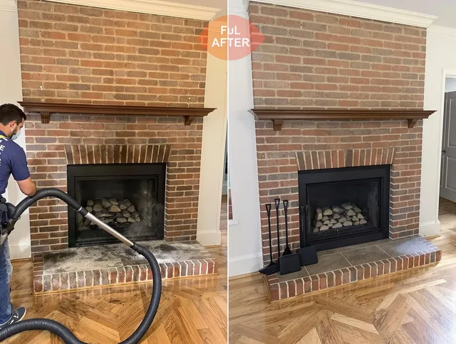 Sagamore Hills Chimney Sweep carefully sanitizing a fireplace in Sagamore Hills, OH
