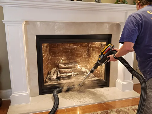 Fireplace cleaning performed by Sagamore Hills Chimney Sweep in Sagamore Hills, OH